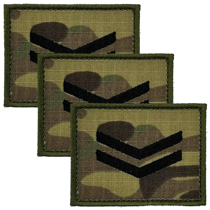 Camouflage rank insignia patch with black chevrons and crown Corporal from  John Bull Clothing