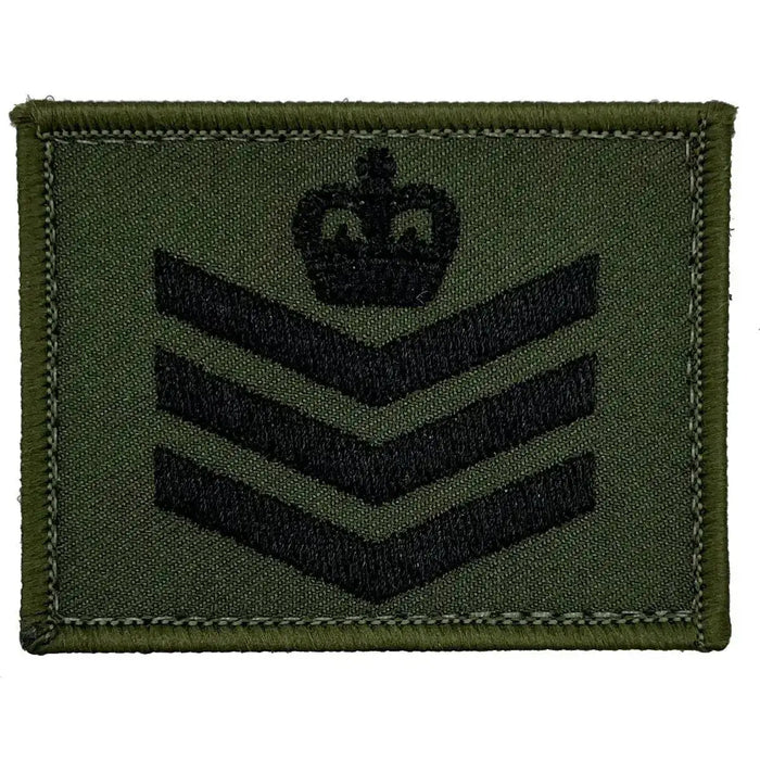 Commando Rank Square Subdued Patch - John Bull Clothing Staff Sergeant (old style Queens Crown) from  John Bull Clothing