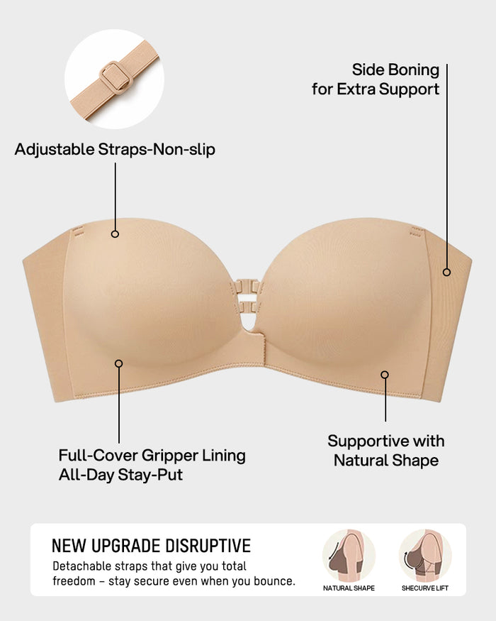 Convertible Strapless Front-Closure Push-Up Bra