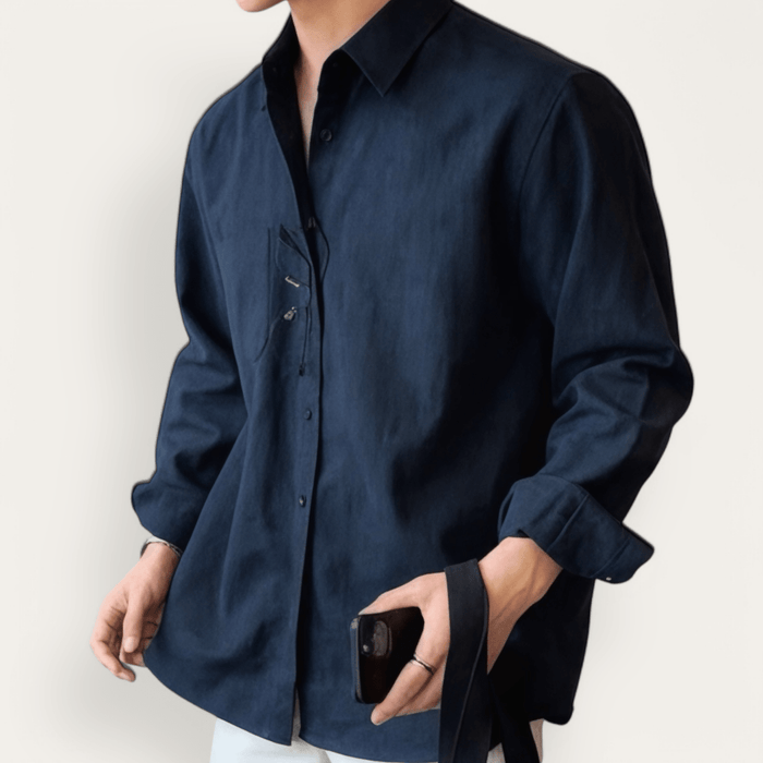 Cotton casual shirt lightweight beach style - AntoniosClothing - Blue