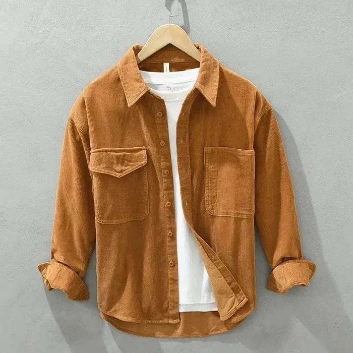 Cotton corduroy spring shirt - AntoniosClothing - Dark brown