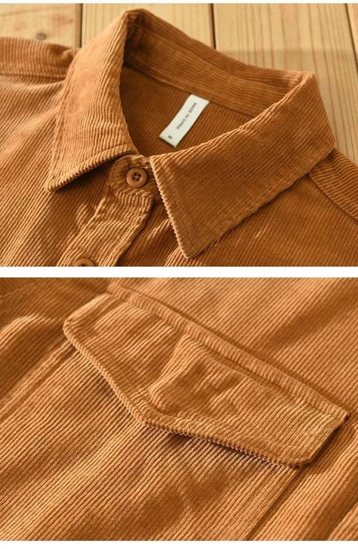 Cotton corduroy spring shirt - AntoniosClothing - Apricot