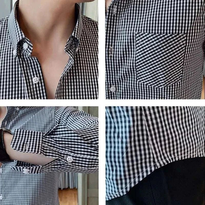 Cotton long sleeve plaid shirt - AntoniosClothing - Red