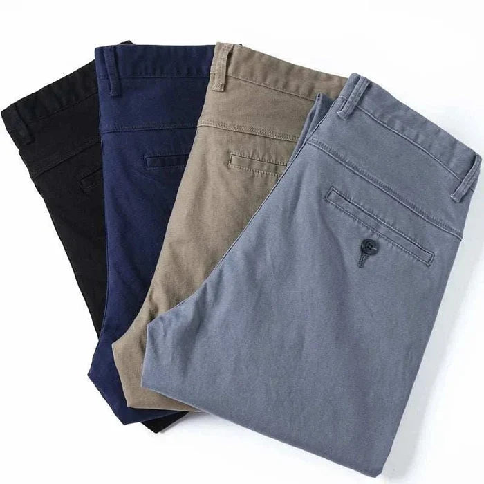 Cotton straight chino pants - AntoniosClothing - Khaki