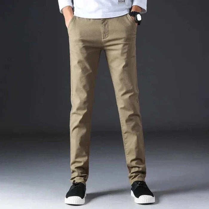 Cotton straight chino pants - AntoniosClothing - Khaki