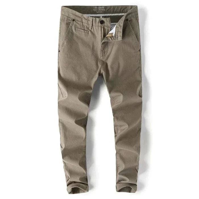 Cotton straight chino pants - AntoniosClothing - Khaki
