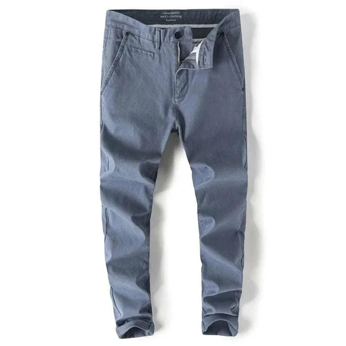 Cotton straight chino pants - AntoniosClothing - Gray