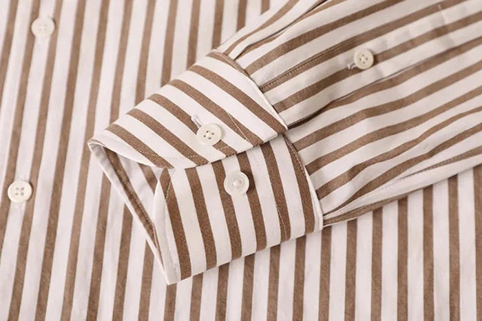 Cotton striped italian office shirt - AntoniosClothing - Blue striped