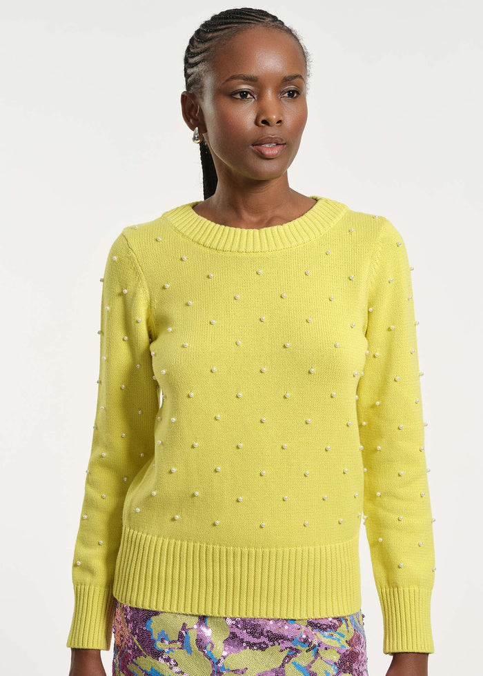 Cowl Neck Beaded Sweater