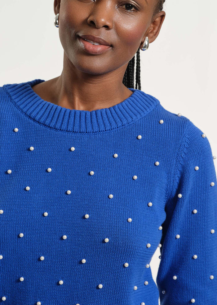 Cowl Neck Beaded Sweater