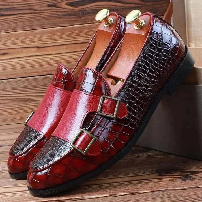 Crocodile pattern microfiber shoes - AntoniosClothing - Black