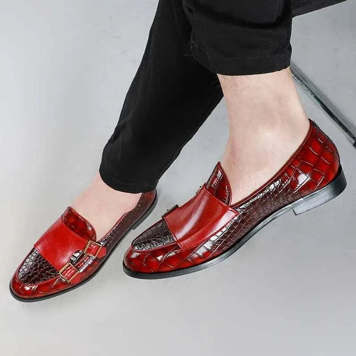Crocodile pattern microfiber shoes - AntoniosClothing - Black