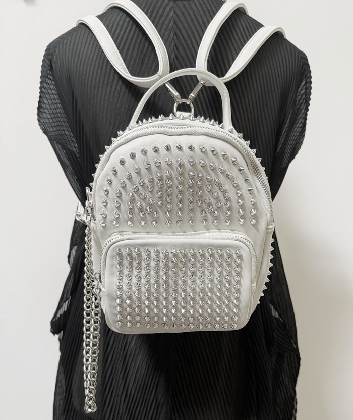Dead of Night Mini Backpack in White/Silver