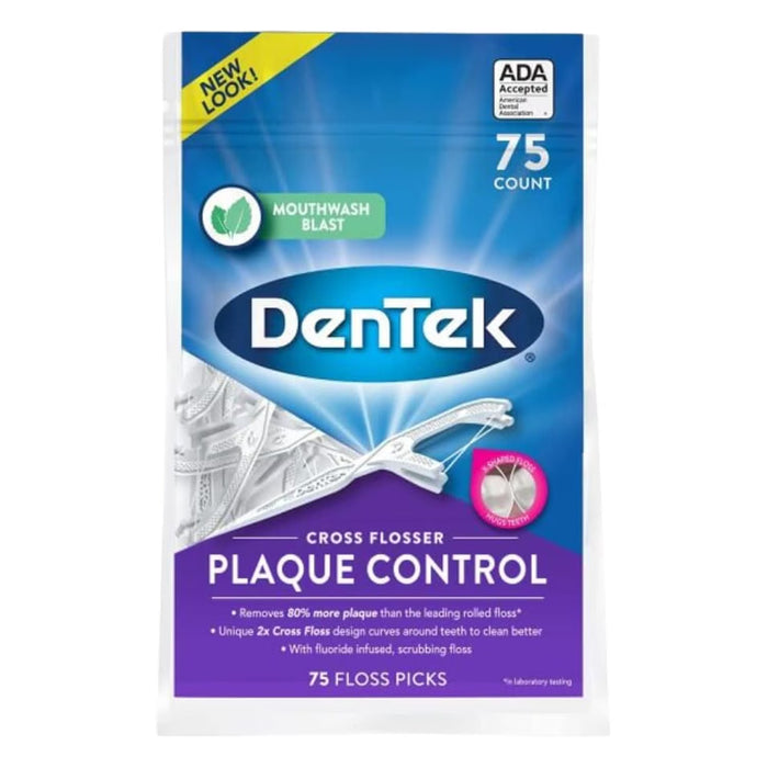 DenTek Plaque Control X-Shaped Floss Picks - 75 Ct - 3 Pack