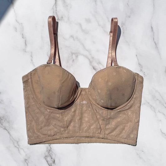 Dot Strapless Bra | Beige
