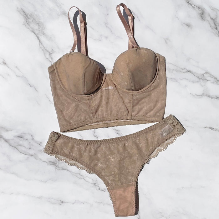 Dot Strapless Bra | Beige