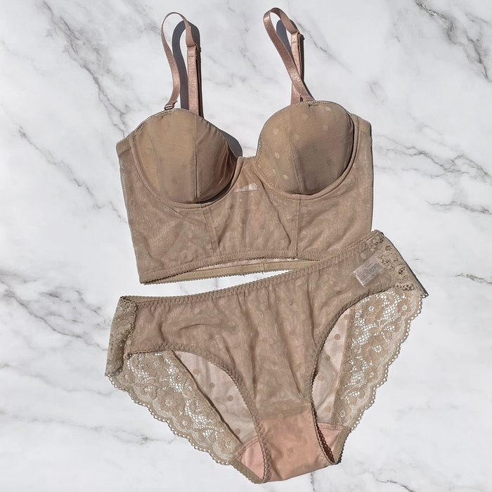 Dot Strapless Bra | Beige