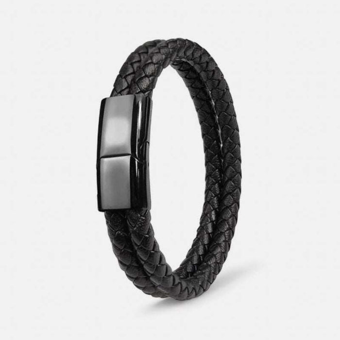 Double band leather bracelet - AntoniosClothing - Brown