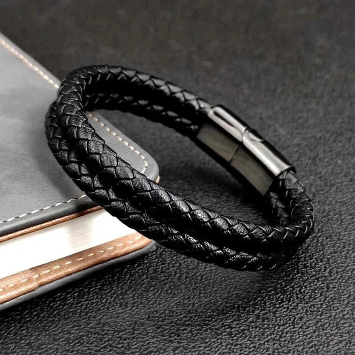 Double band leather bracelet - AntoniosClothing - Brown