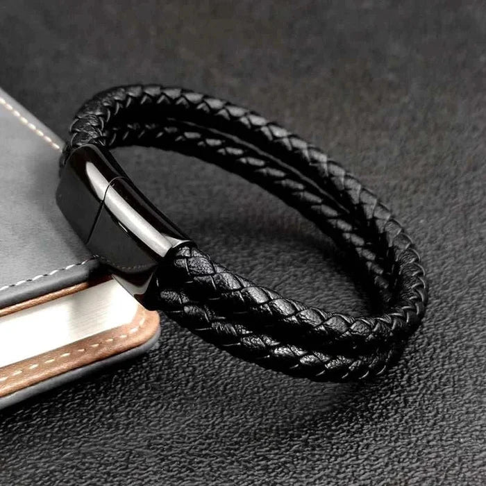 Double band leather bracelet - AntoniosClothing - Brown