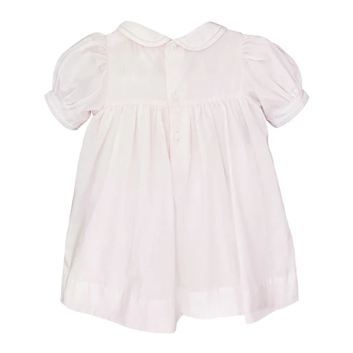Dress with Pintucks and Featherstitching + Bonnet - Pink