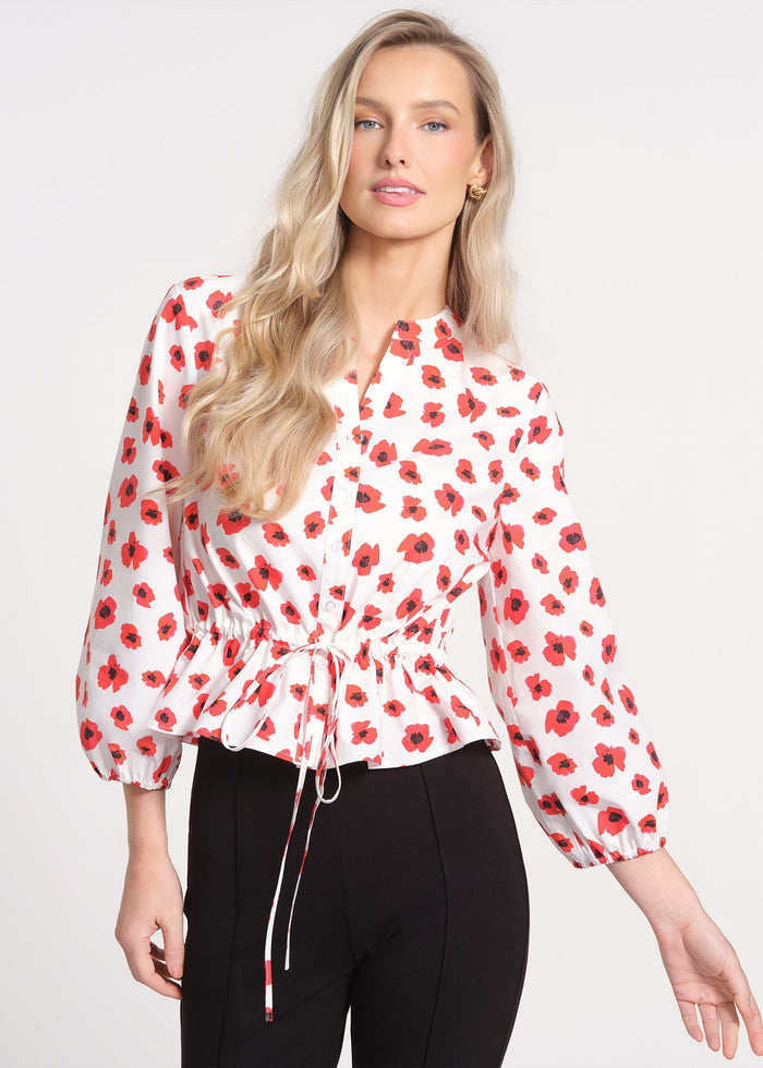 Drop Shoulder Balloon Sleeve Blouse