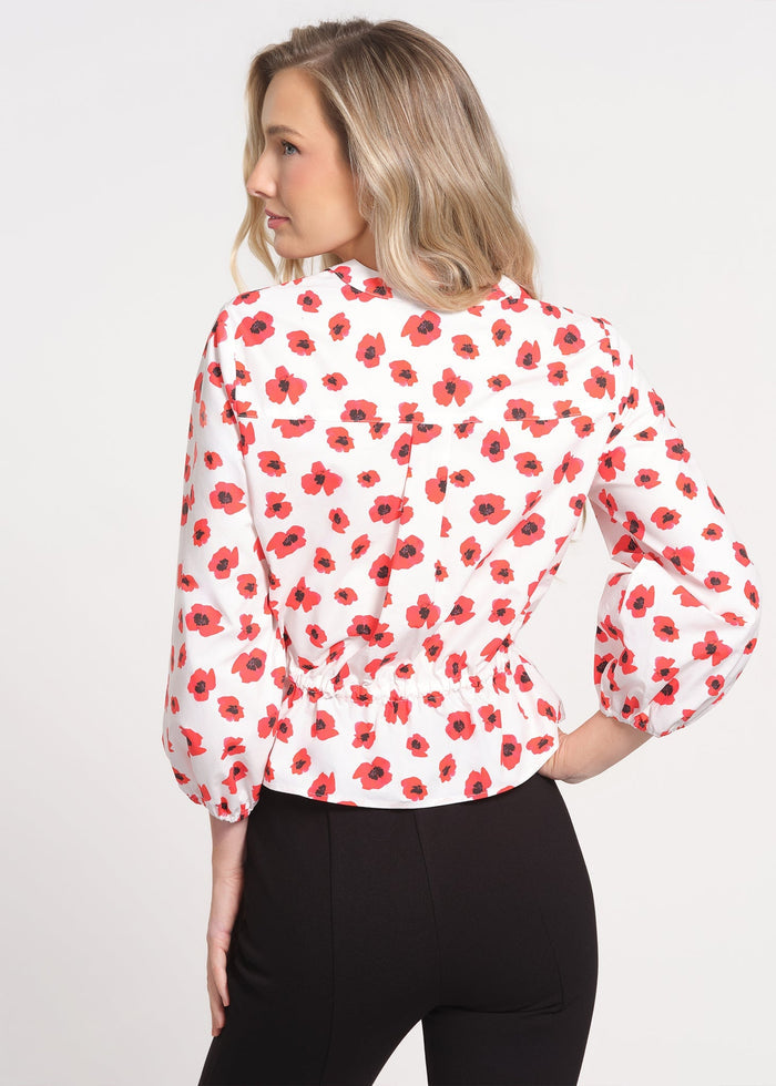 Drop Shoulder Balloon Sleeve Blouse