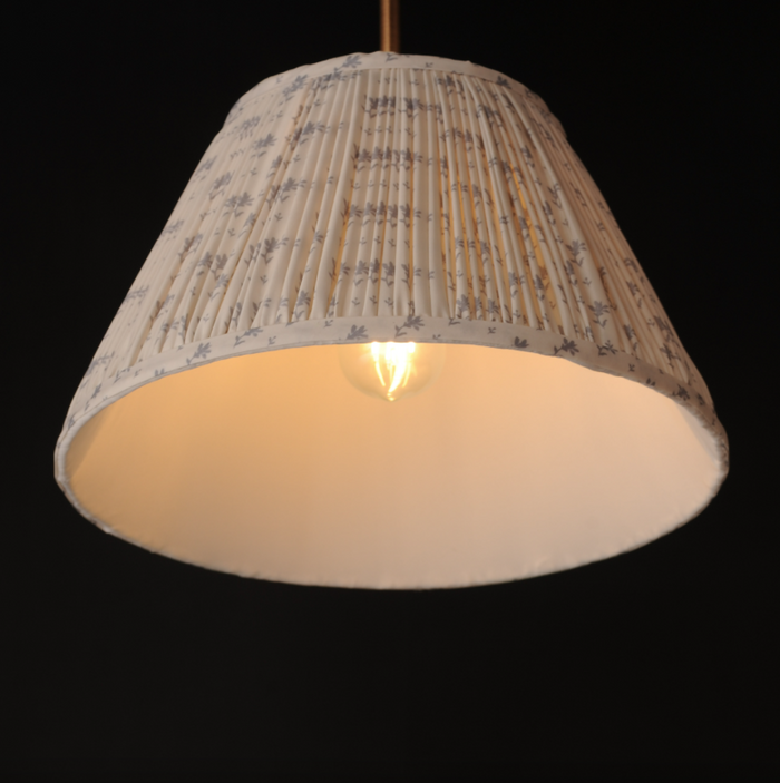 Dunbridge Pendant- Weathered Brass W/ Blue Floral Shade