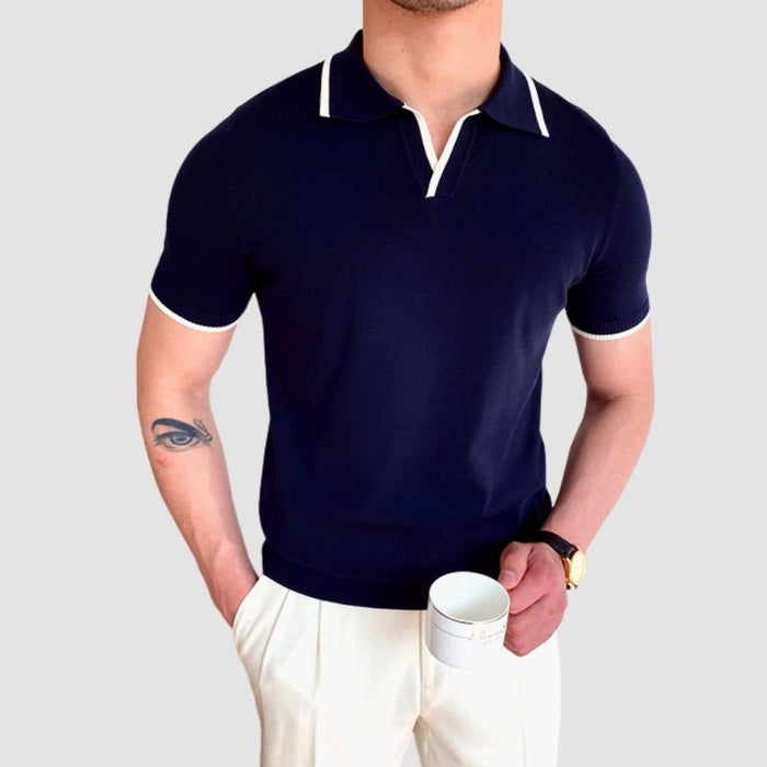 Dune Cotton Polo T-Shirt - AntoniosClothing - Dark Blue