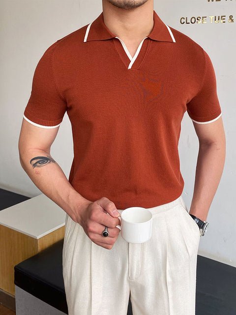 Dune Cotton Polo T-Shirt - AntoniosClothing - Brown