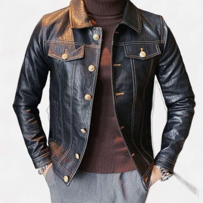 ECO leather jacket - AntoniosClothing - Black1