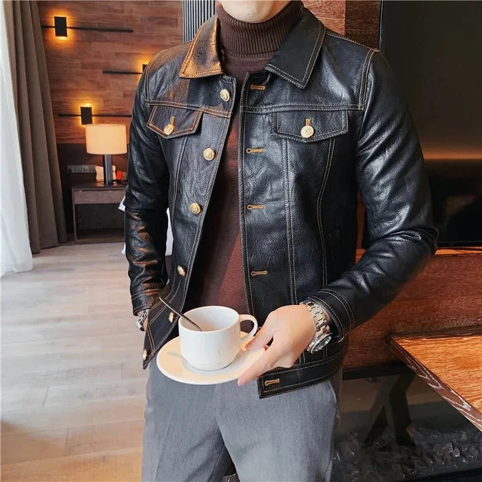 ECO leather jacket - AntoniosClothing - Black1