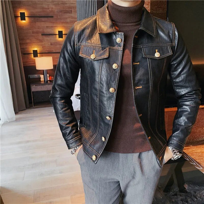 ECO leather jacket - AntoniosClothing - Black1