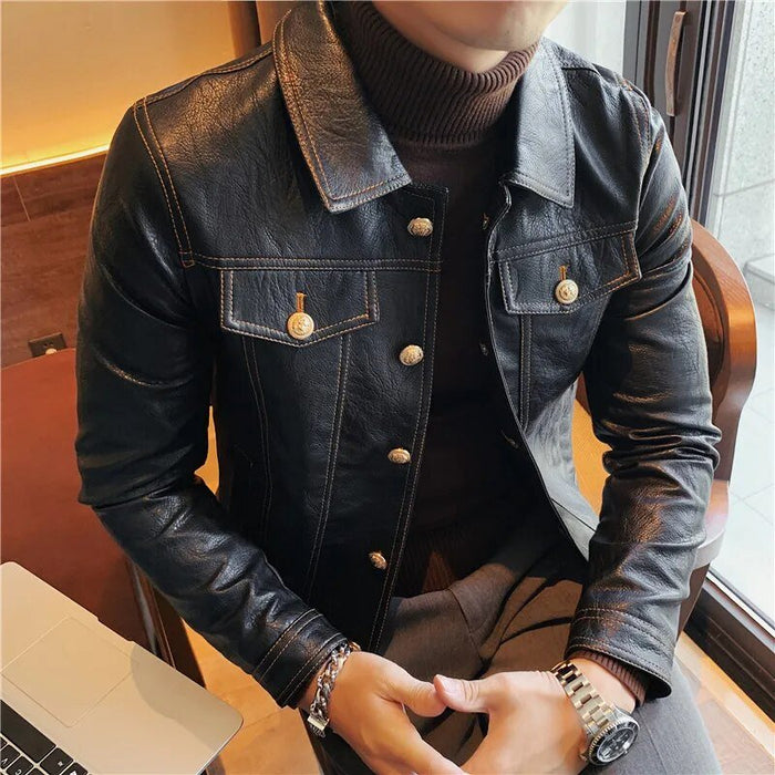 ECO leather jacket - AntoniosClothing - Black1