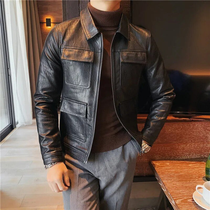 ECO leather jacket - AntoniosClothing - Black1