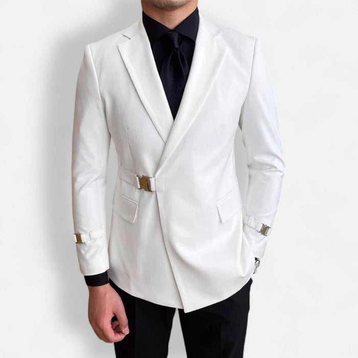 Elegant slim fit suit jacket - AntoniosClothing - White