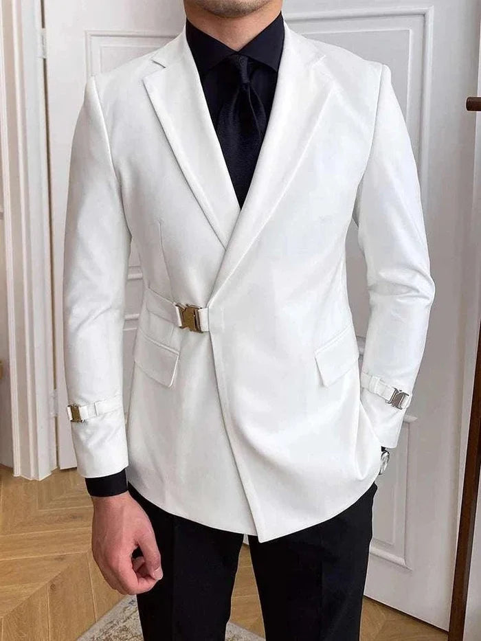Elegant slim fit suit jacket - AntoniosClothing - White