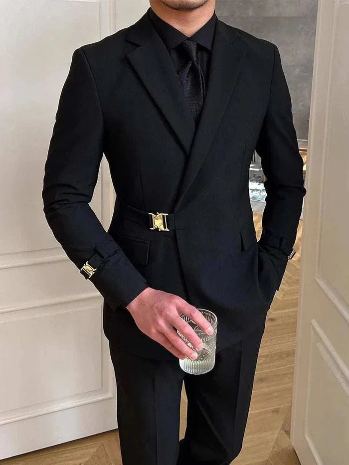 Elegant slim fit suit jacket - AntoniosClothing - Black