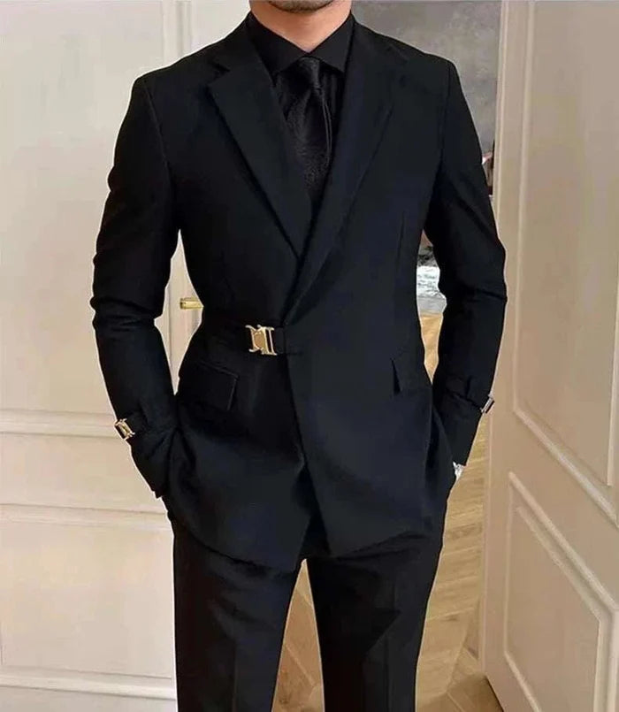 Elegant slim fit suit jacket - AntoniosClothing - Black