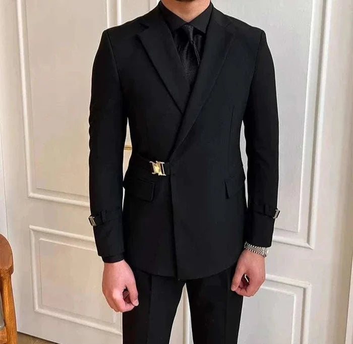 Elegant slim fit suit jacket - AntoniosClothing - Black