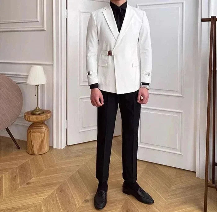 Elegant slim fit suit jacket - AntoniosClothing - Black