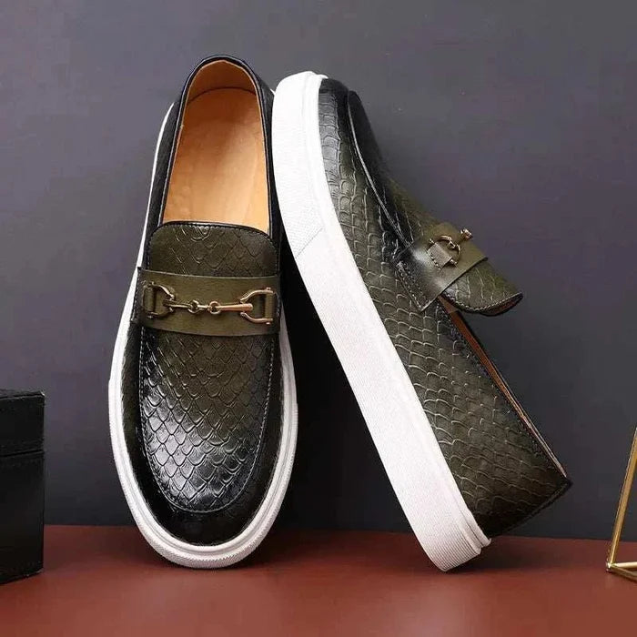 Embossed casual loafers - AntoniosClothing - Green