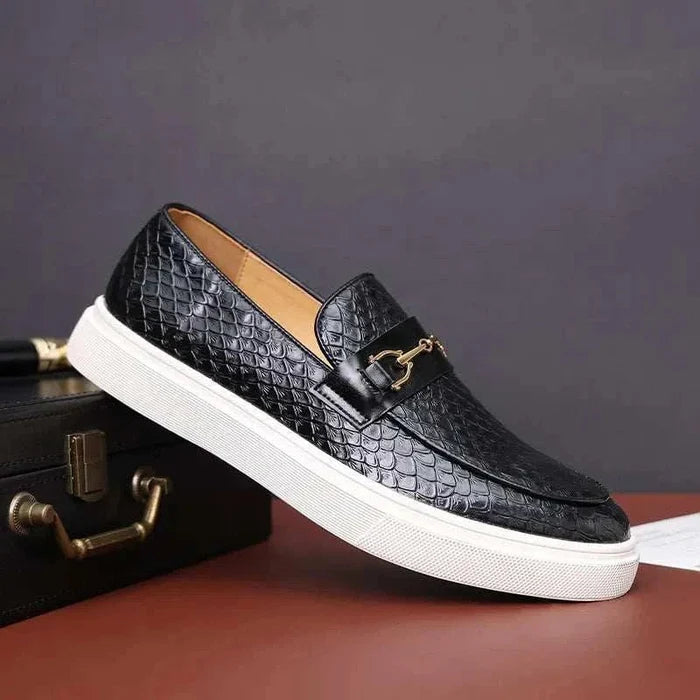 Embossed casual loafers - AntoniosClothing - Green