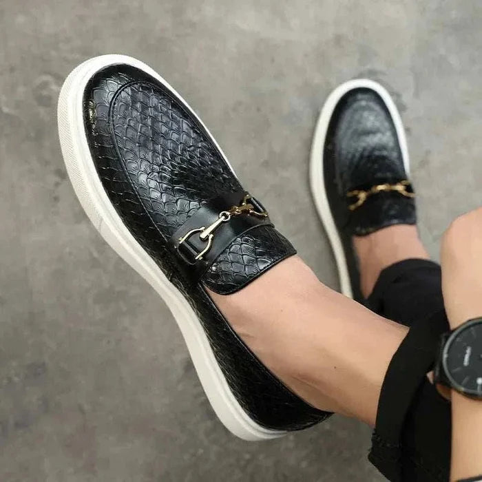 Embossed casual loafers - AntoniosClothing - Black