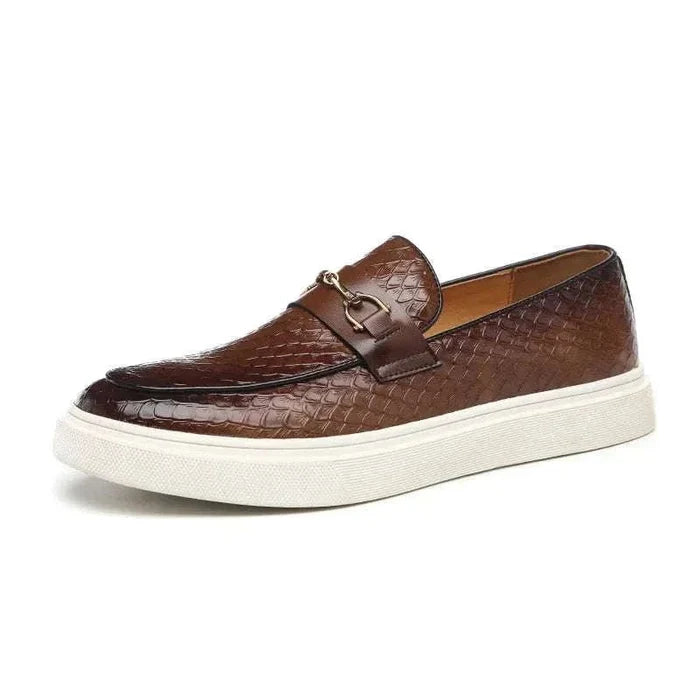 Embossed casual loafers - AntoniosClothing - Black