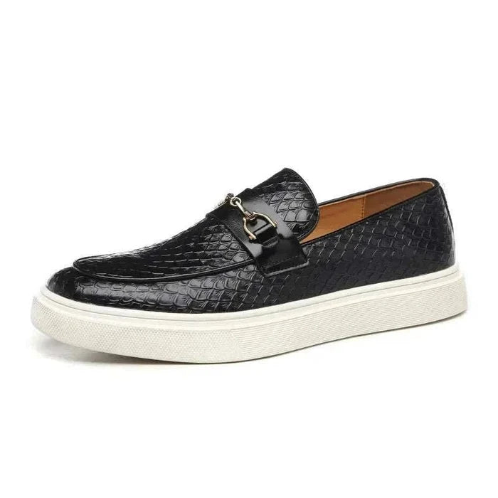Embossed casual loafers - AntoniosClothing - Black