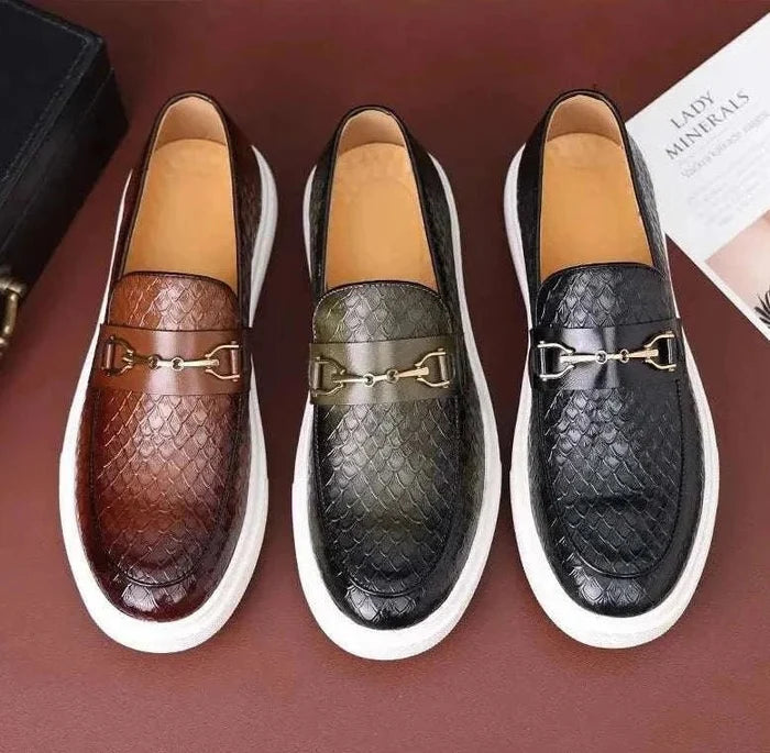 Embossed casual loafers - AntoniosClothing - Black