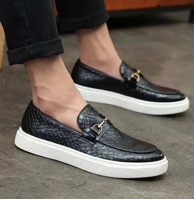 Embossed casual loafers - AntoniosClothing - Black