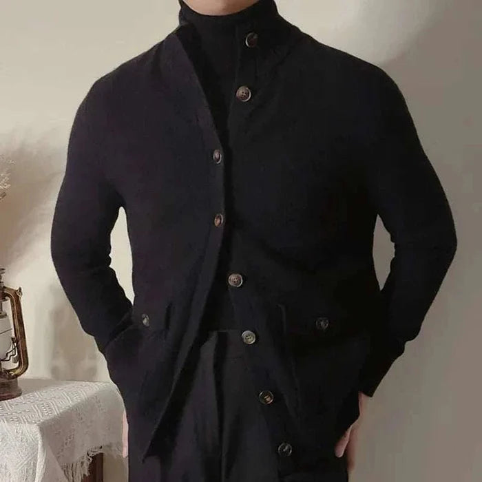 Fall/winter business casual cardigan - AntoniosClothing - Black