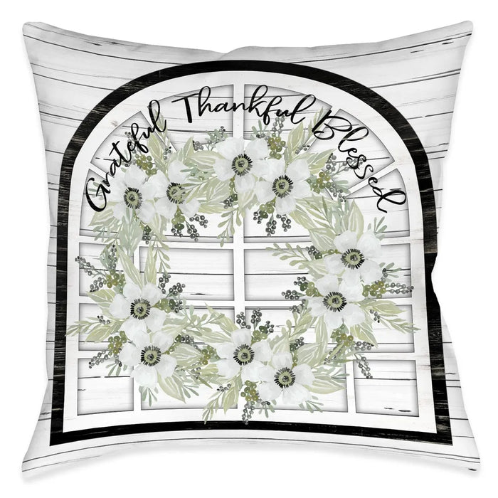 Farmhouse Grateful Outdoor Decorative Pillow
